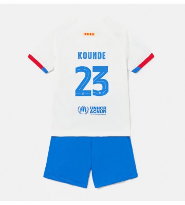 Barcelona Jules Kounde #23 Vieras Pelipaita Lasten 2023-24 Lyhyet Hihat (+ Lyhyet housut)